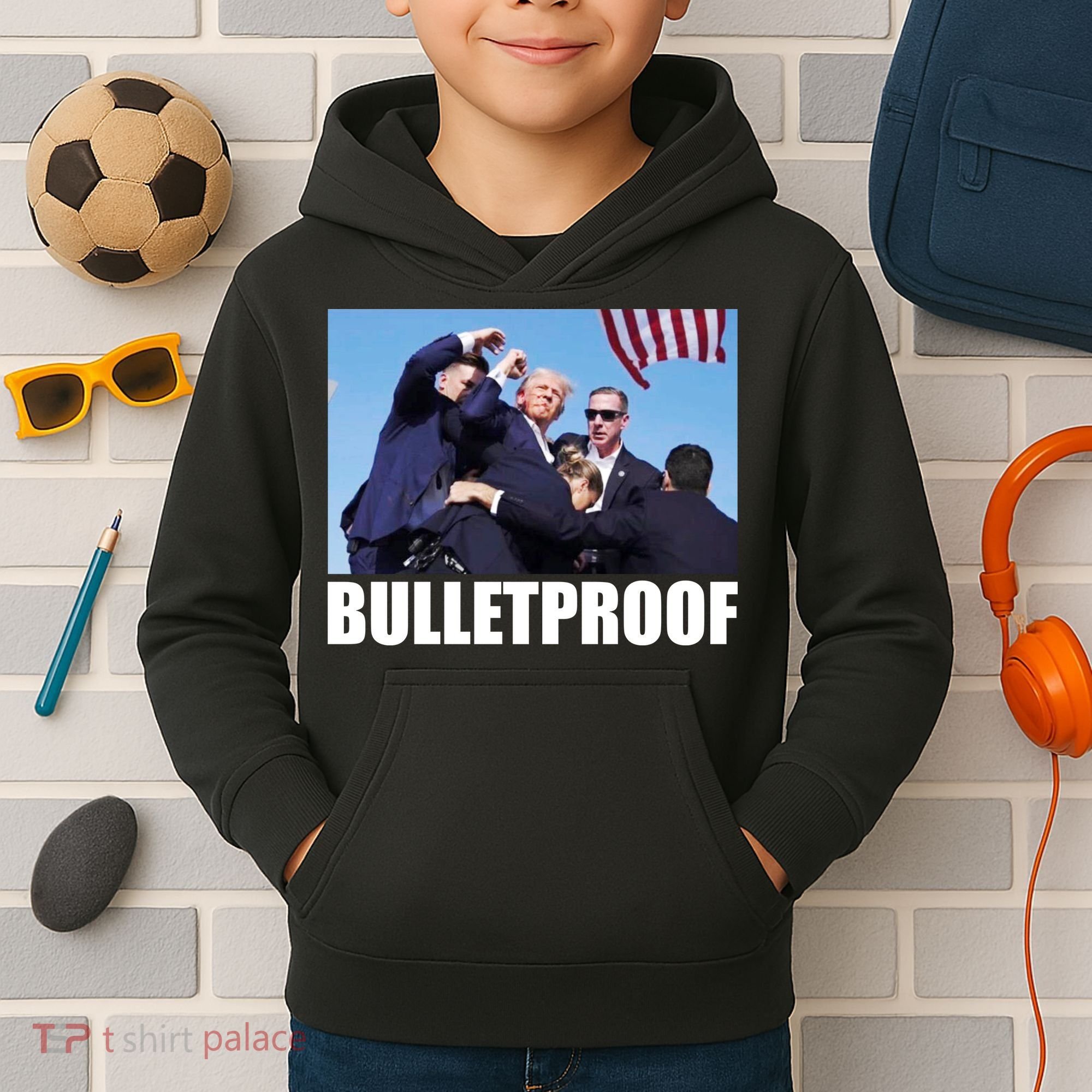 Bulletproof Trump 2024 Take America Back Pennsylvania Rally Kids Hoodie