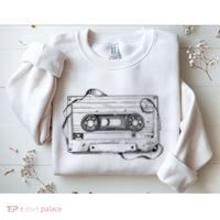 Back To 80S 90S Mix Tape Music Sketch Drawing Music Tape Sweatshirt thumb 2