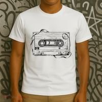 Back To 80S 90S Mix Tape Music Sketch Drawing Music Tape T-Shirt thumb 3