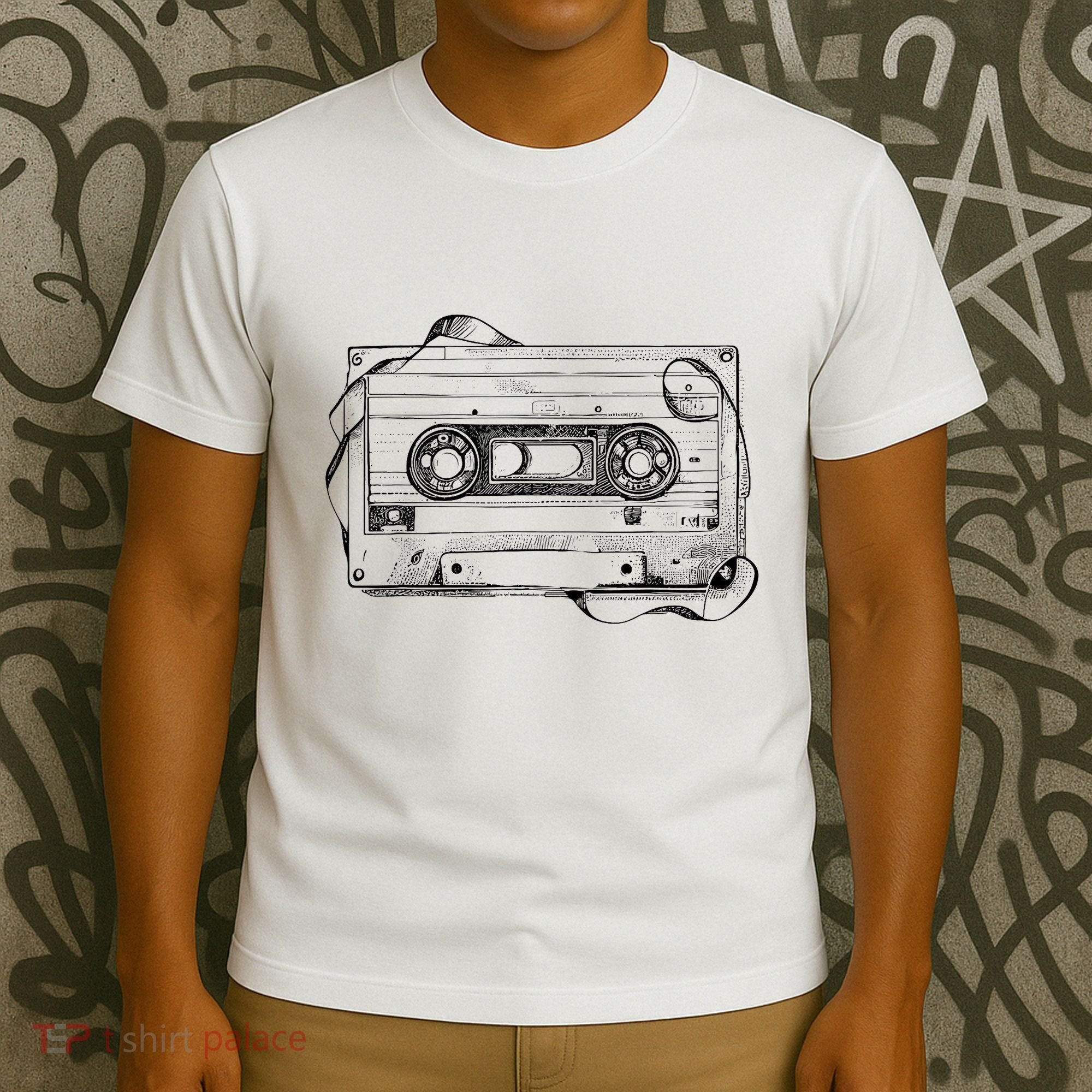 Back To 80S 90S Mix Tape Music Sketch Drawing Music Tape T-Shirt