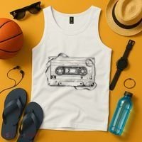 Back To 80S 90S Mix Tape Music Sketch Drawing Music Tape Tank Top thumb 4