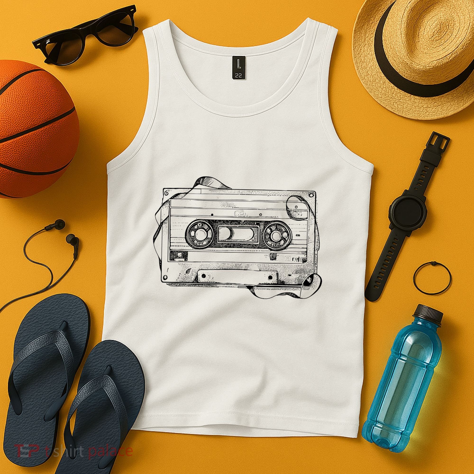 Back To 80S 90S Mix Tape Music Sketch Drawing Music Tape Tank Top