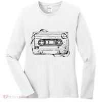 Back To 80S 90S Mix Tape Music Sketch Drawing Music Tape Women's Long Sleeve Shirt thumb 0