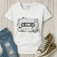 Back To 80S 90S Mix Tape Music Sketch Drawing Music Tape Women's T-Shirt thumb 3