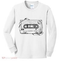 Back To 80S 90S Mix Tape Music Sketch Drawing Music Tape Kids Long Sleeve Shirt thumb 0
