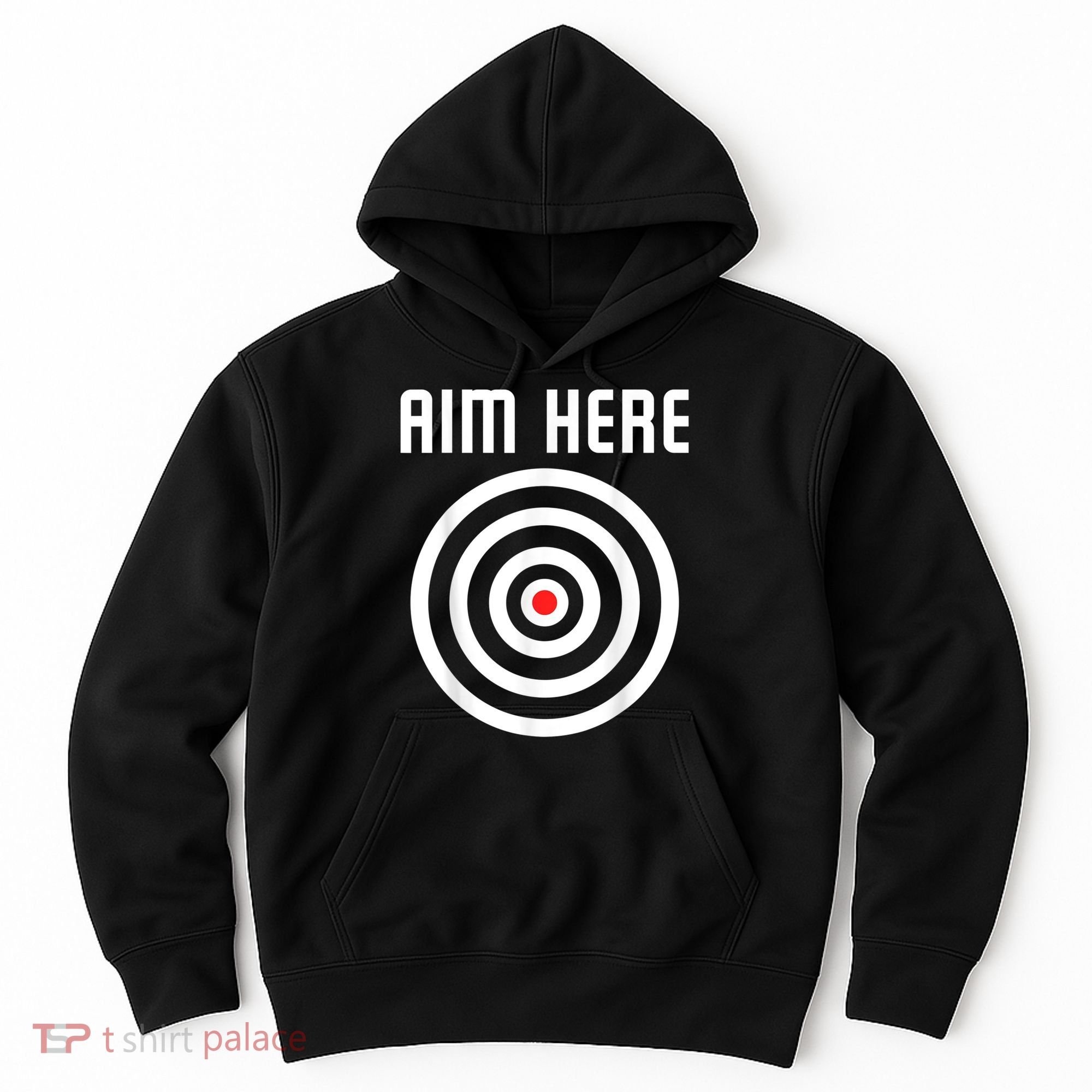 Bullseye Target Aim Here Darts Players Shooting Hoodie
