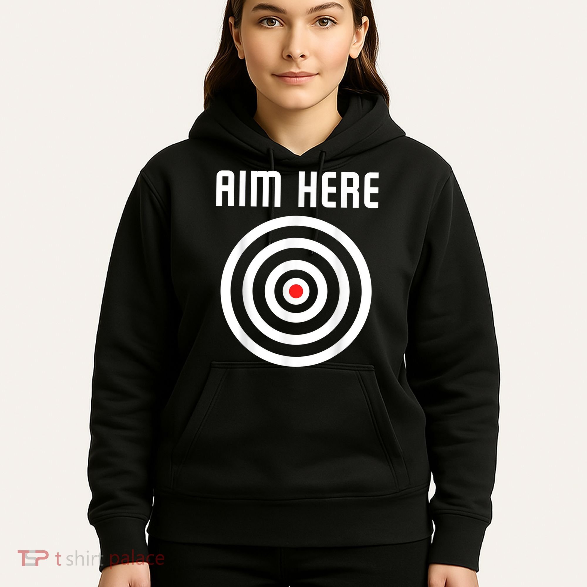 Bullseye Target Aim Here Darts Players Shooting Hoodie