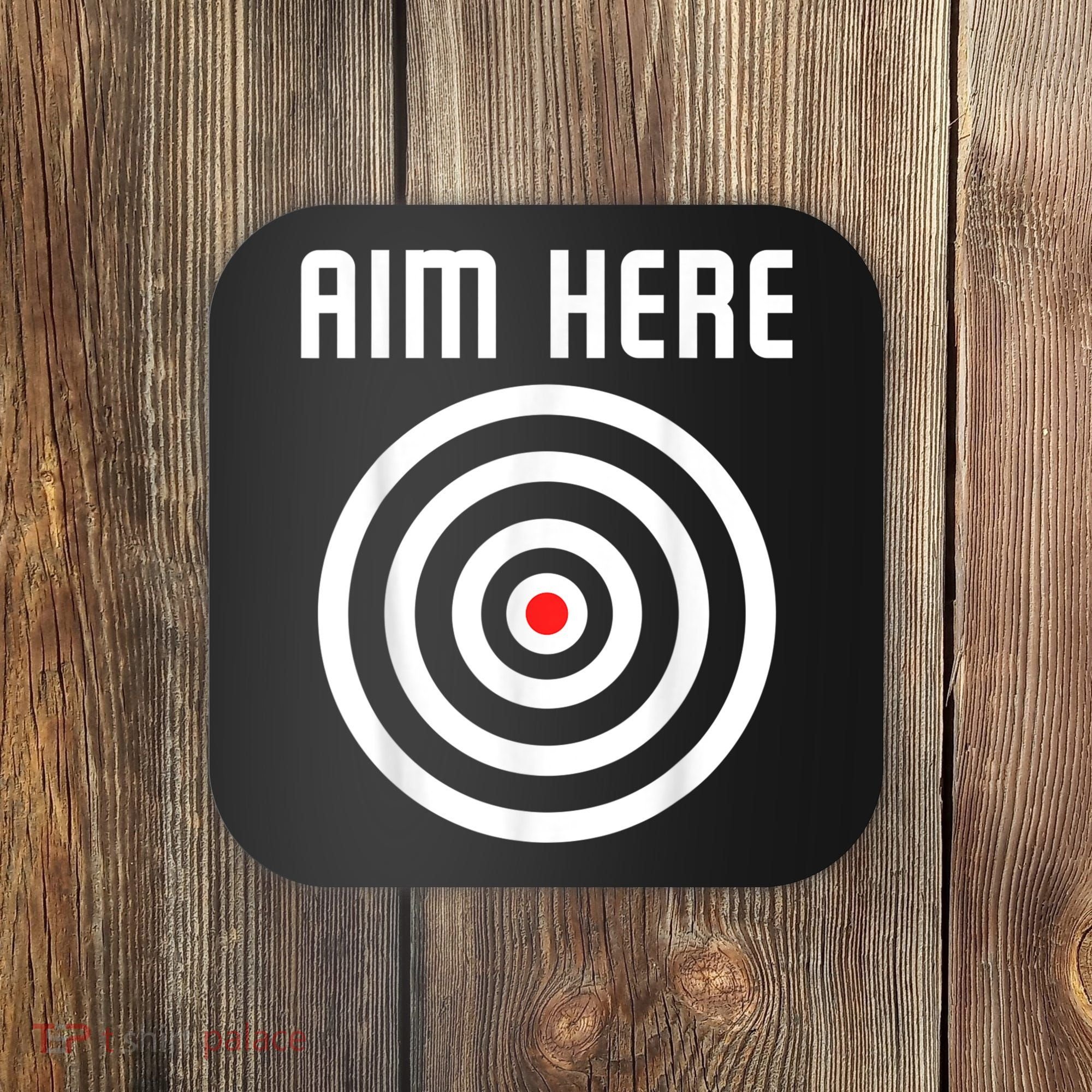 Bullseye Target Aim Here Darts Players Shooting Coaster