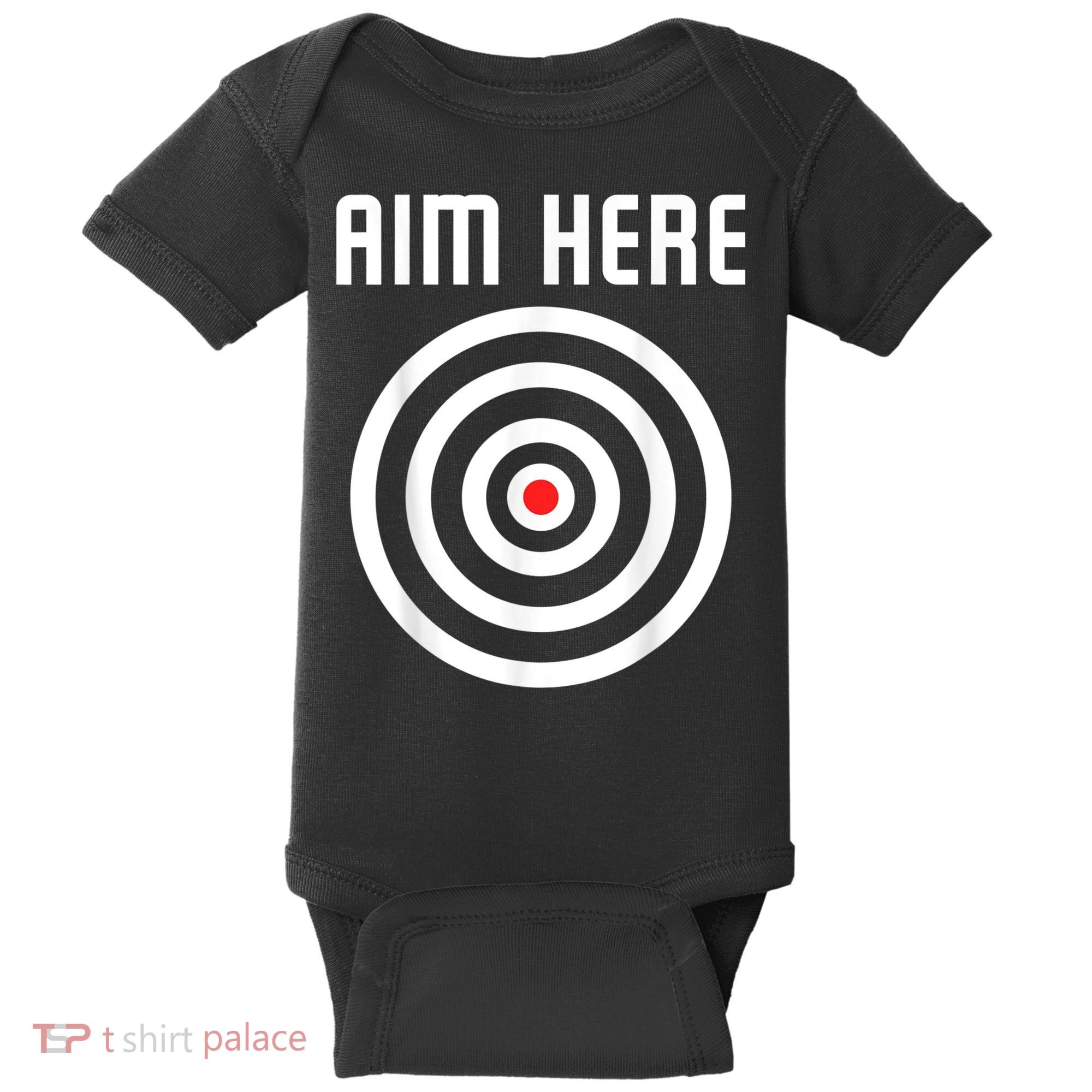 Bullseye Target Aim Here Darts Players Shooting Baby Bodysuit