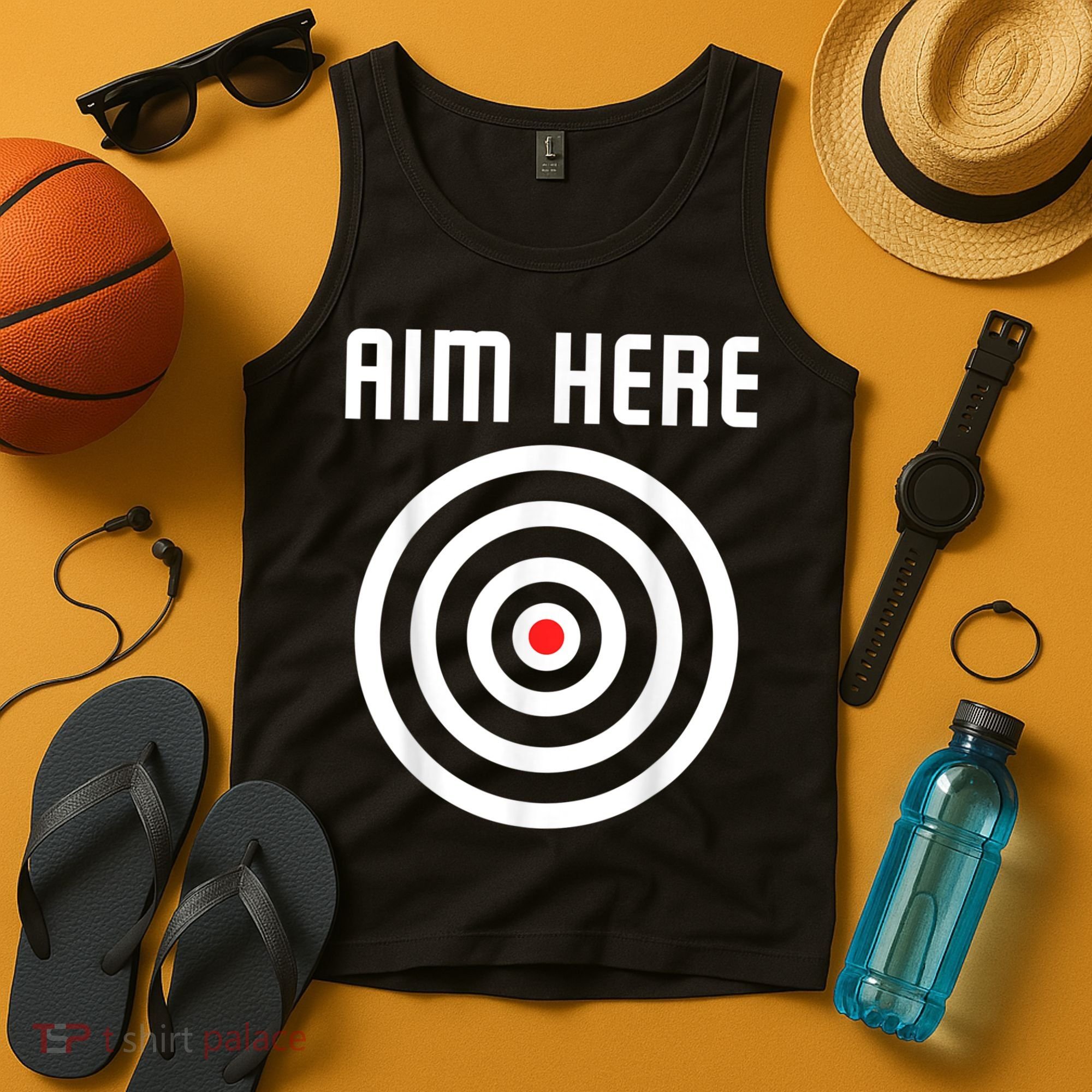 Bullseye Target Aim Here Darts Players Shooting Tank Top