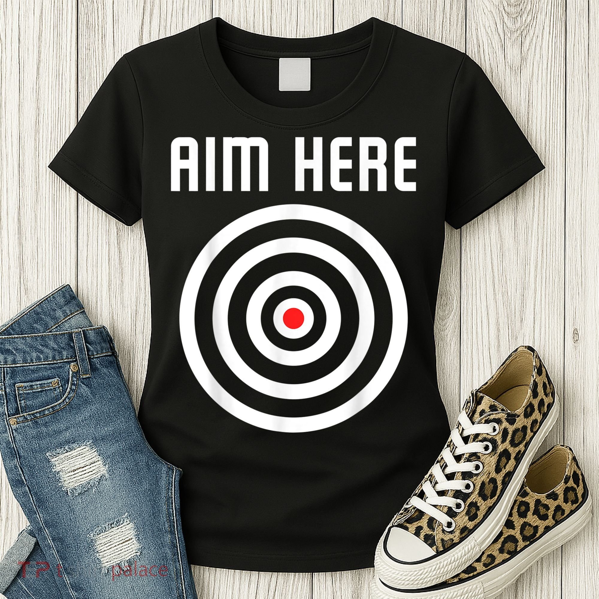 Bullseye Target Aim Here Darts Players Shooting Women's T-Shirt