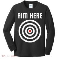 Bullseye Target Aim Here Darts Players Shooting Kids Long Sleeve Shirt thumb 0