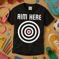Bullseye Target Aim Here Darts Players Shooting Kids T-Shirt thumb 3