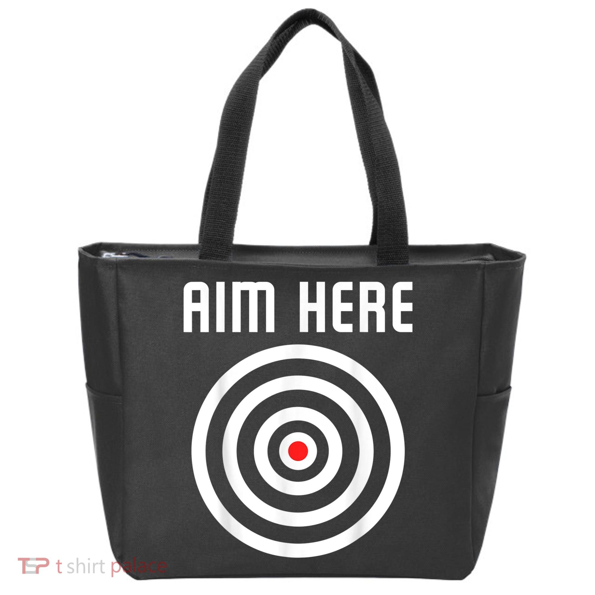 Bullseye Target Aim Here Darts Players Shooting Tote Bag