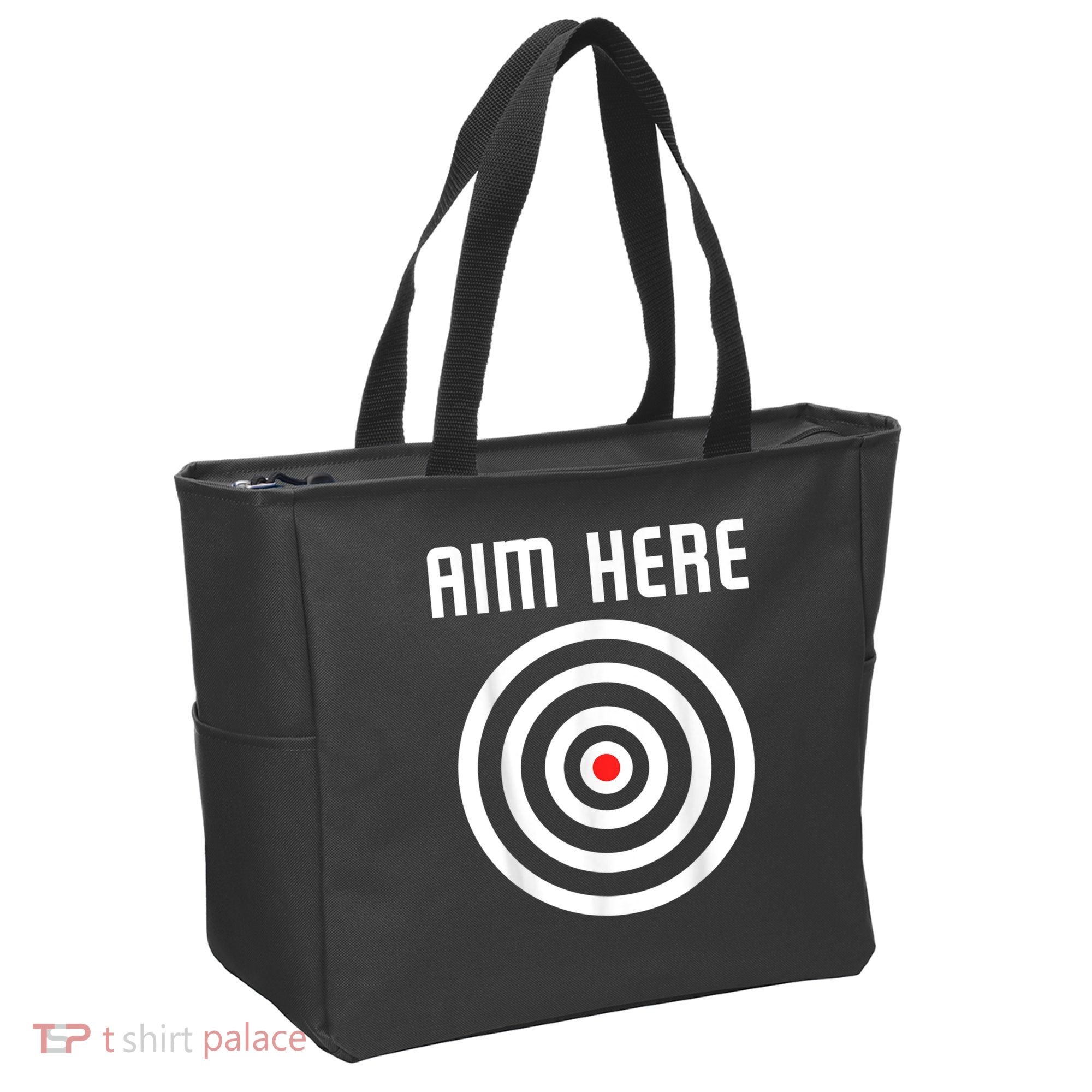 Bullseye Target Aim Here Darts Players Shooting Tote Bag