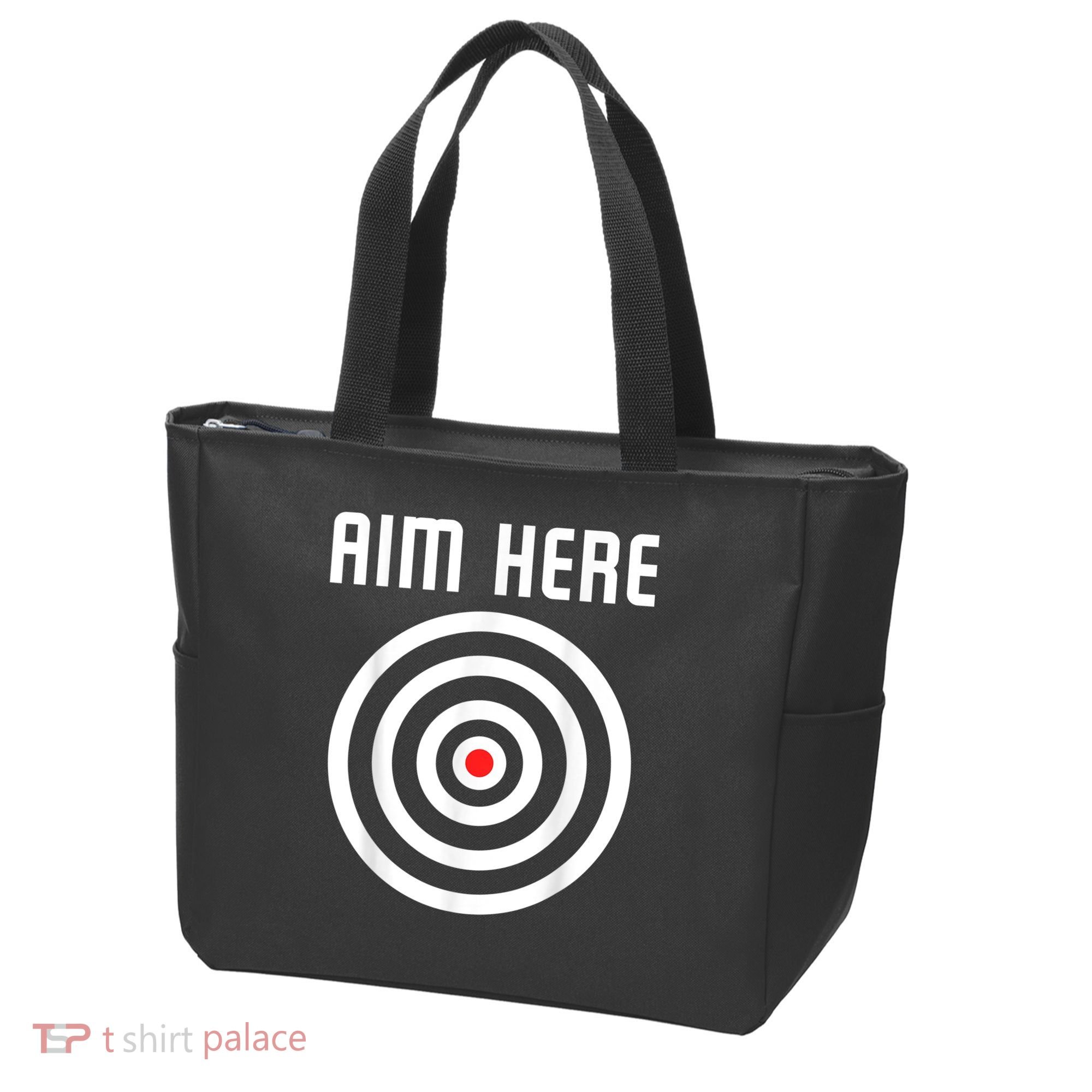 Bullseye Target Aim Here Darts Players Shooting Tote Bag