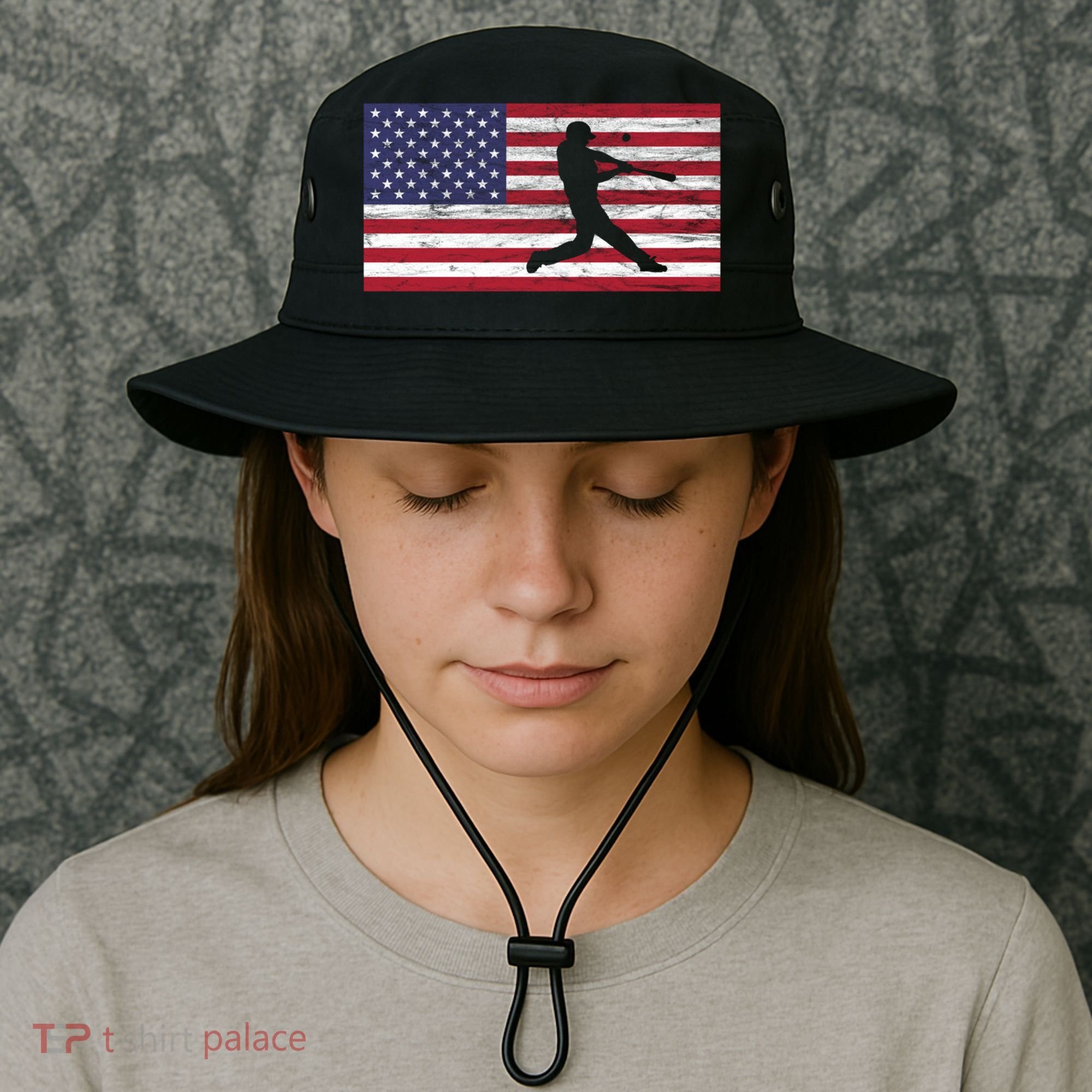 Baseball Team American Flag Usa Gift Bucket Hat