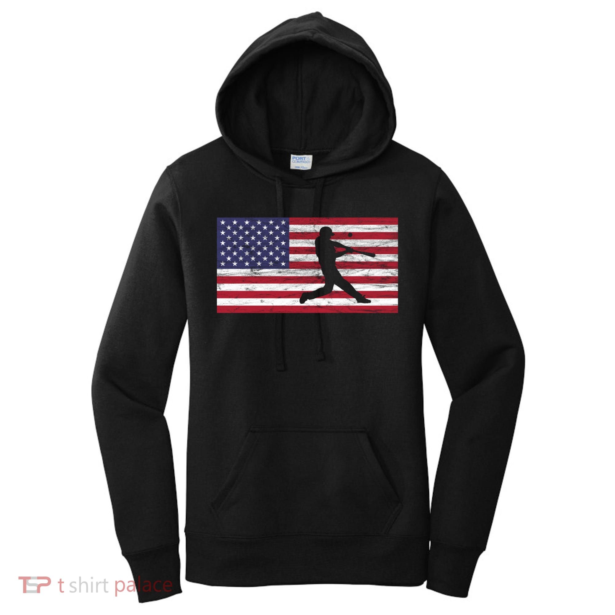 Baseball Team American Flag Usa Gift Women's Hoodie