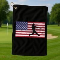 Baseball Team American Flag Usa Gift Golf Towel thumb 1