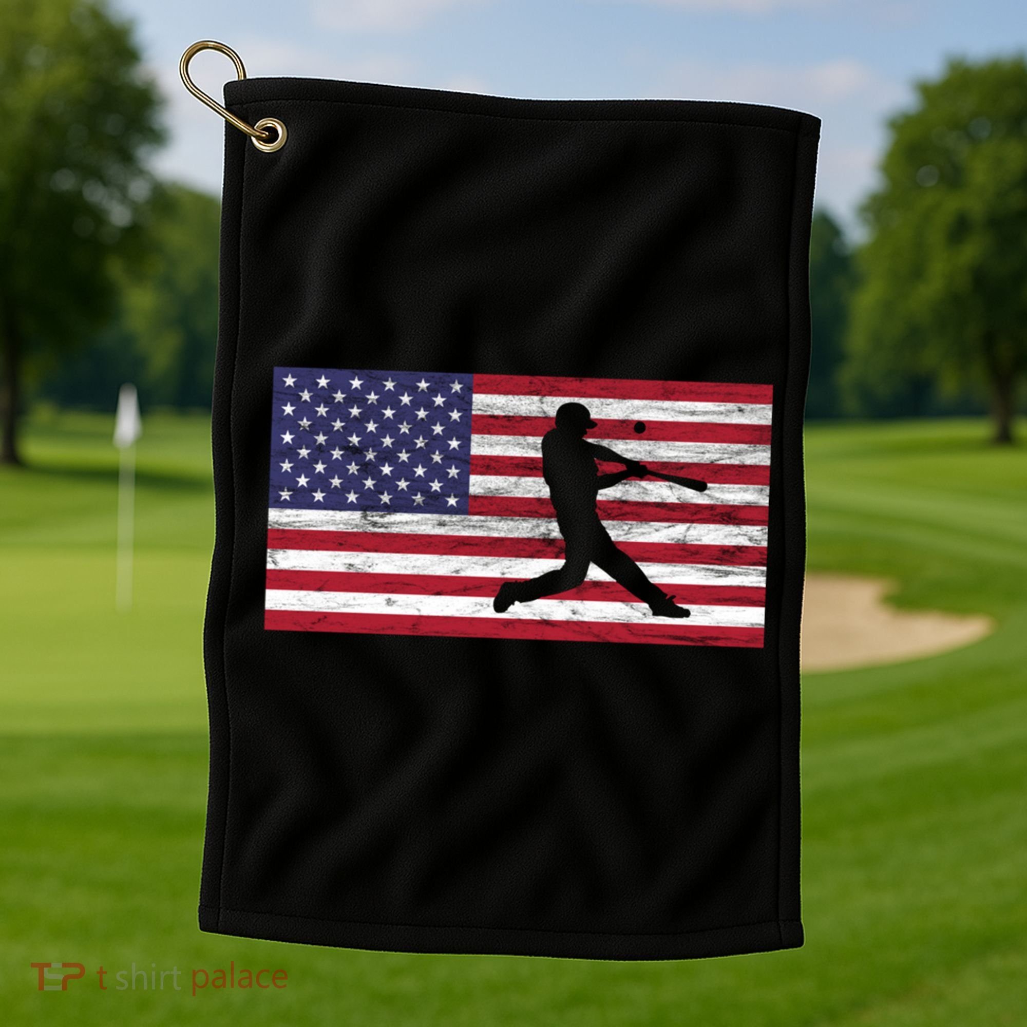 Baseball Team American Flag Usa Gift Golf Towel