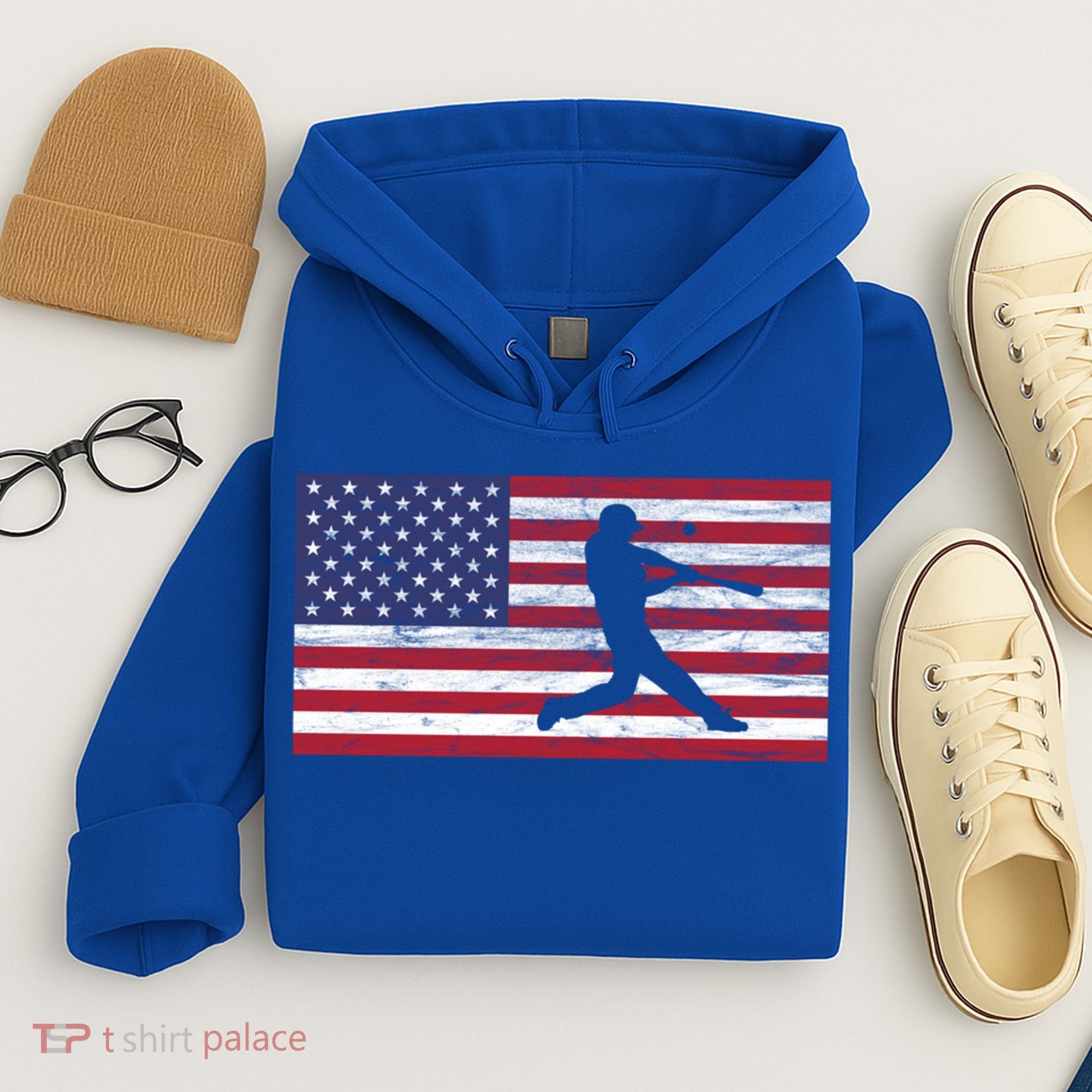 Baseball Team American Flag Usa Gift Hoodie