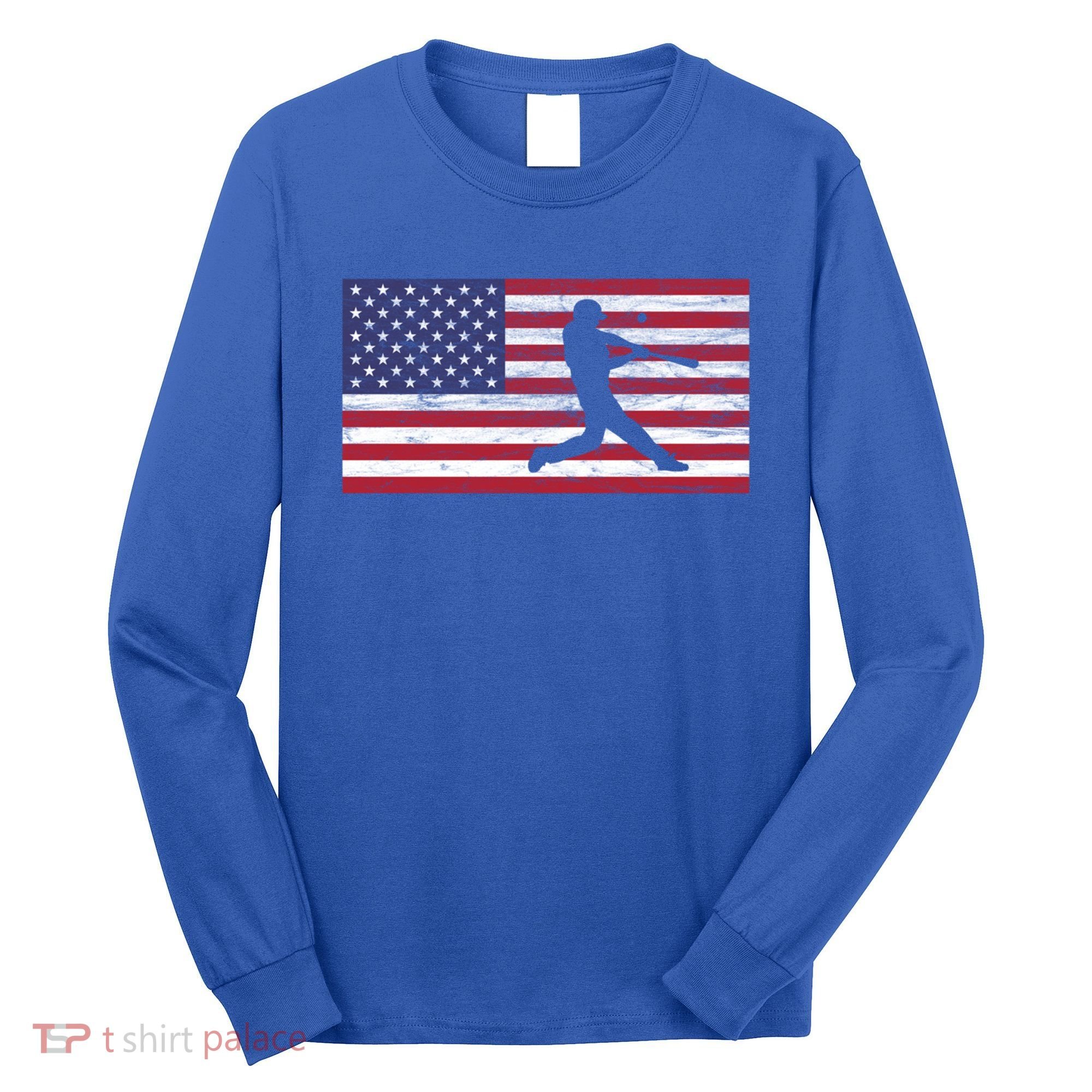 Baseball Team American Flag Usa Gift Long Sleeve Shirt