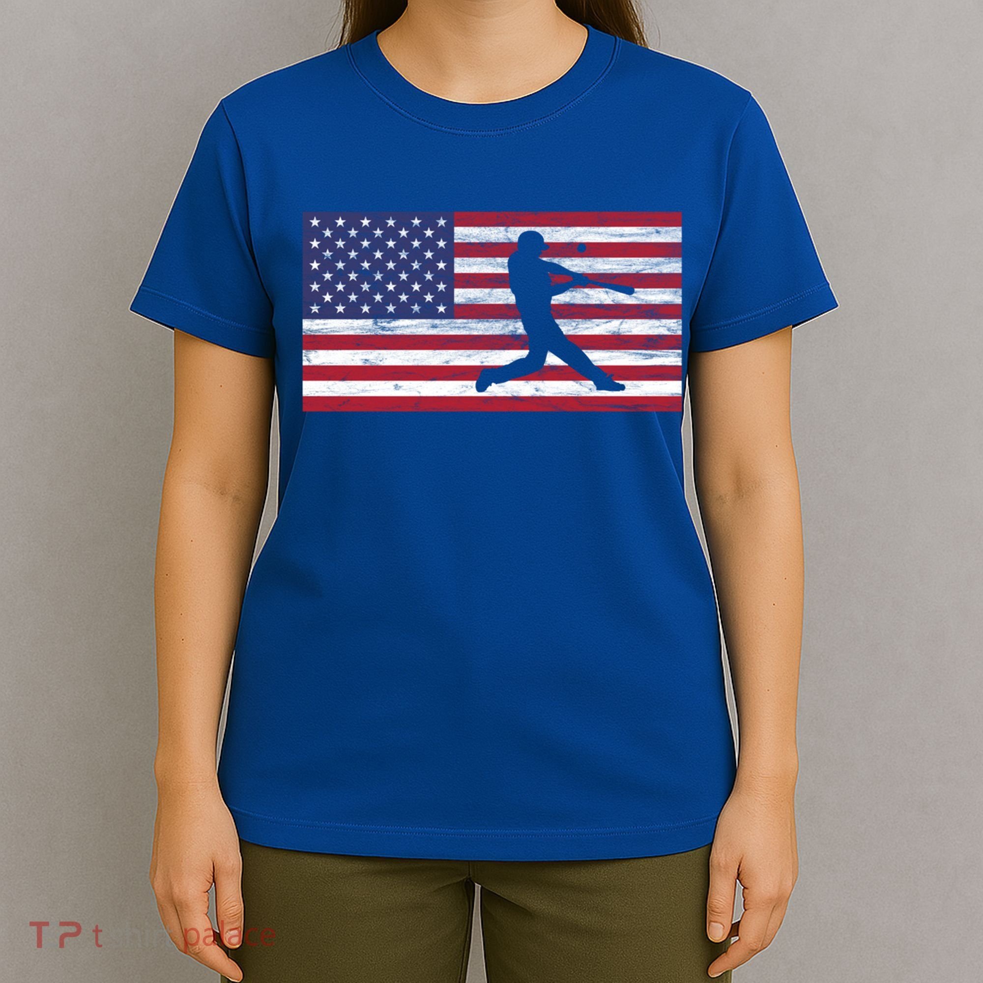 Baseball Team American Flag Usa Gift T-Shirt