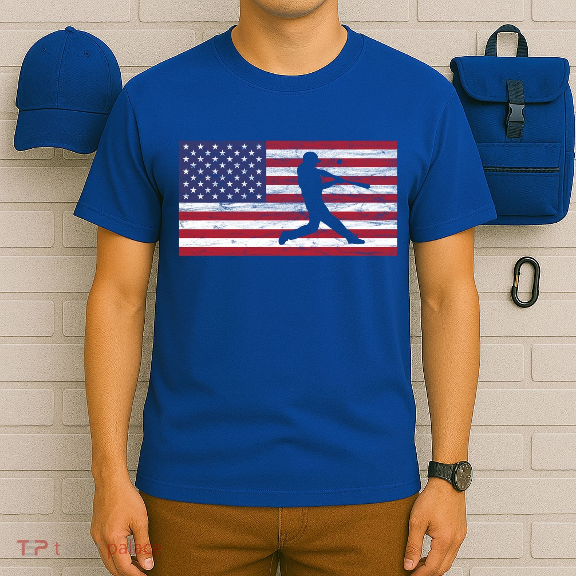 Baseball Team American Flag Usa Gift T-Shirt
