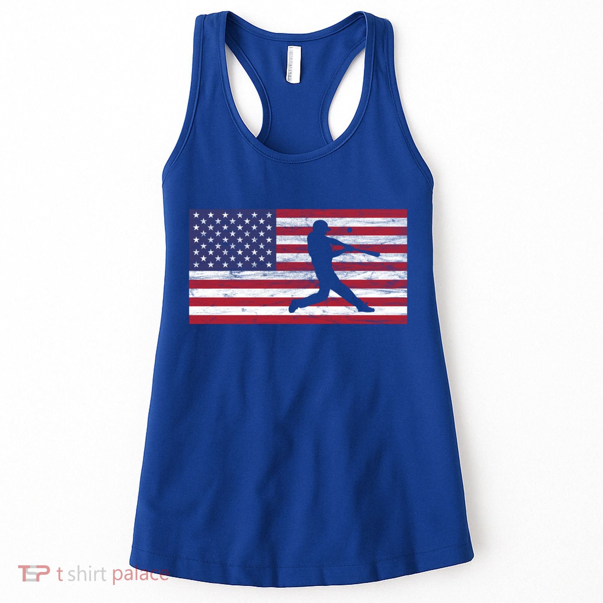 Baseball Team American Flag Usa Gift Women's Tank Top
