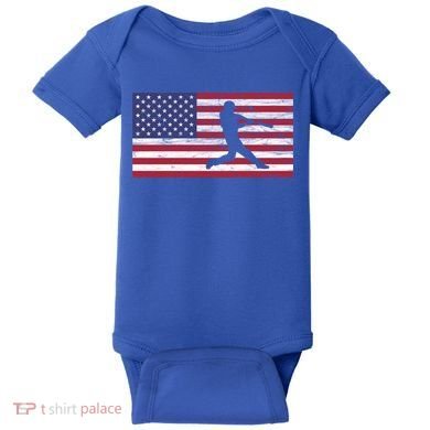 Baseball Team American Flag Usa Gift Baby Bodysuit