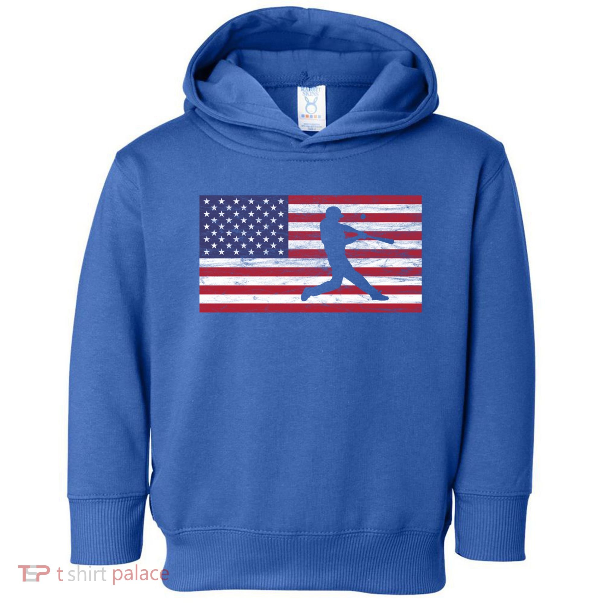 Baseball Team American Flag Usa Gift Toddler Hoodie