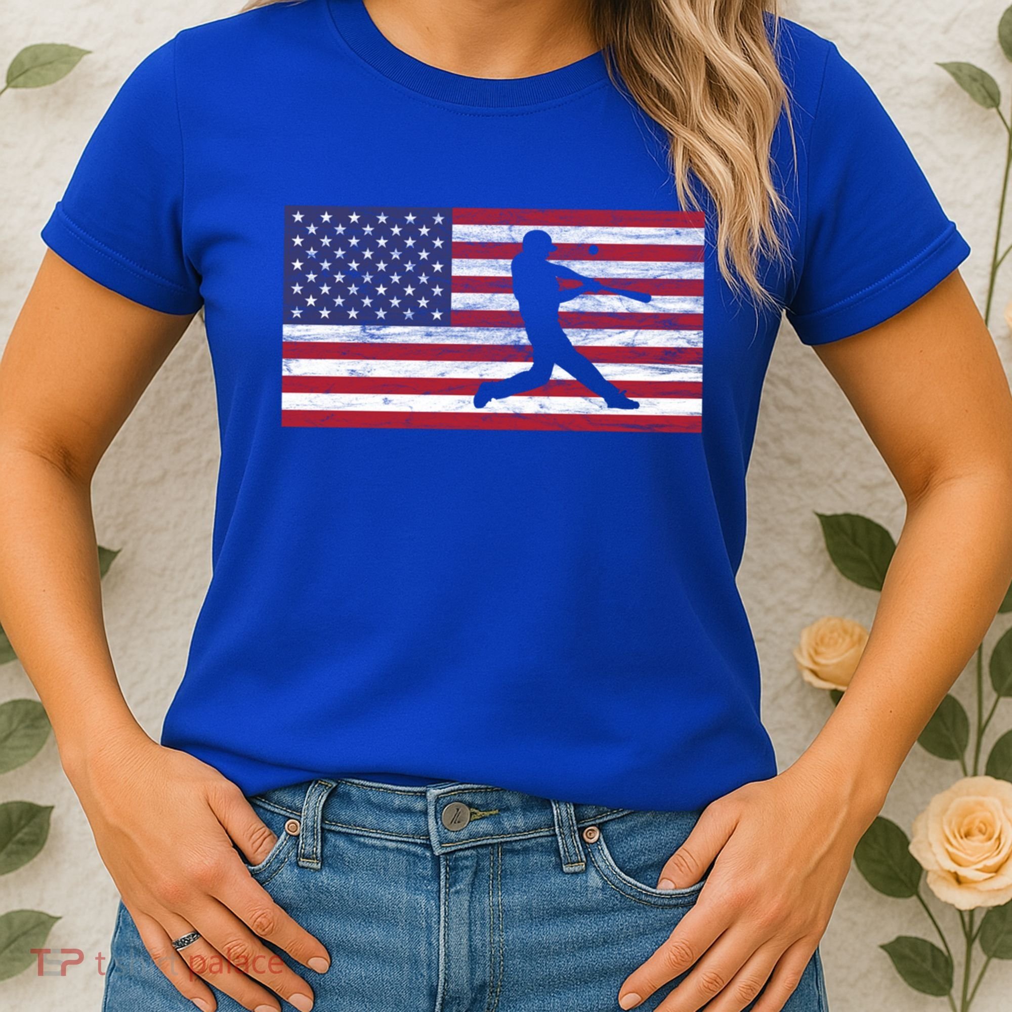 Baseball Team American Flag Usa Gift Women's T-Shirt