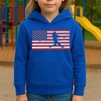 Baseball Team American Flag Usa Gift Kids Hoodie thumb 3