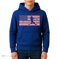 Baseball Team American Flag Usa Gift Kids Hoodie thumb 4