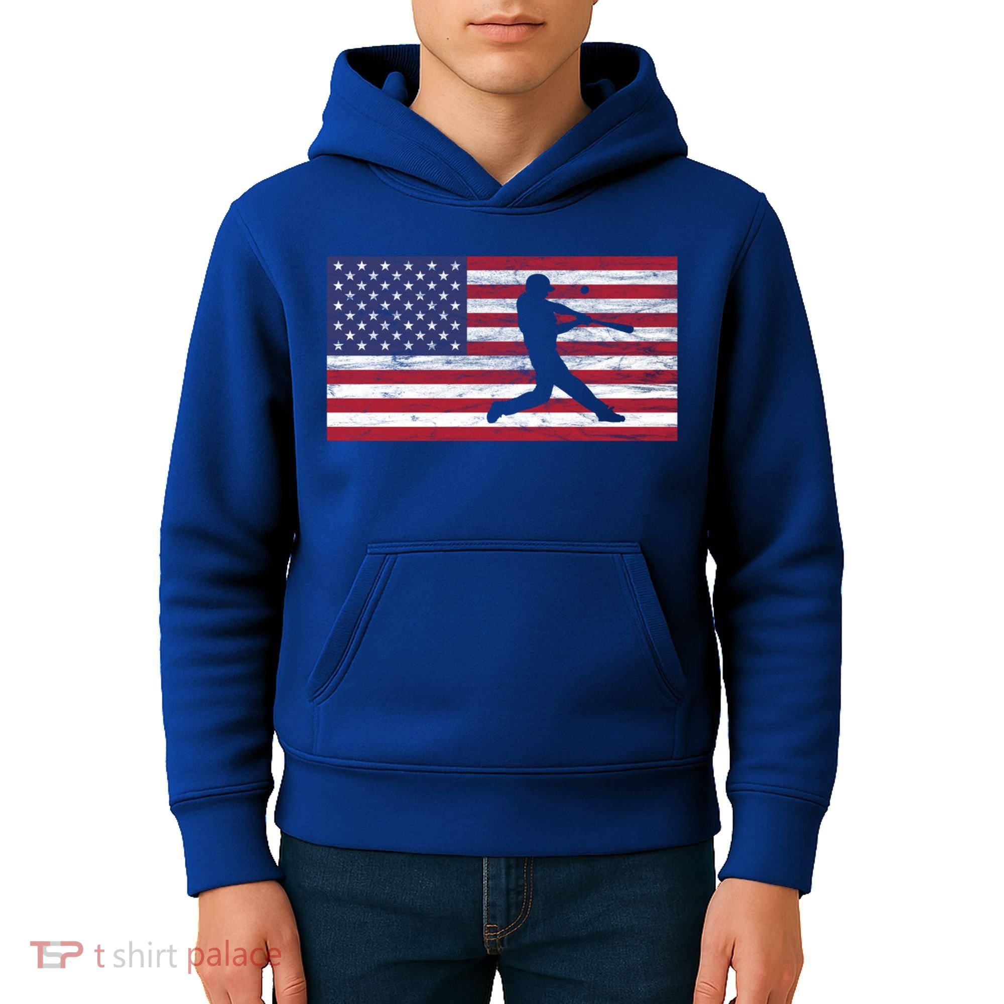Baseball Team American Flag Usa Gift Kids Hoodie