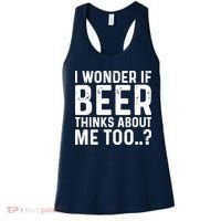 Beer Thinks About Me Graphic Novelty Sarcastic Adult Humor Women's Tank Top thumb 0