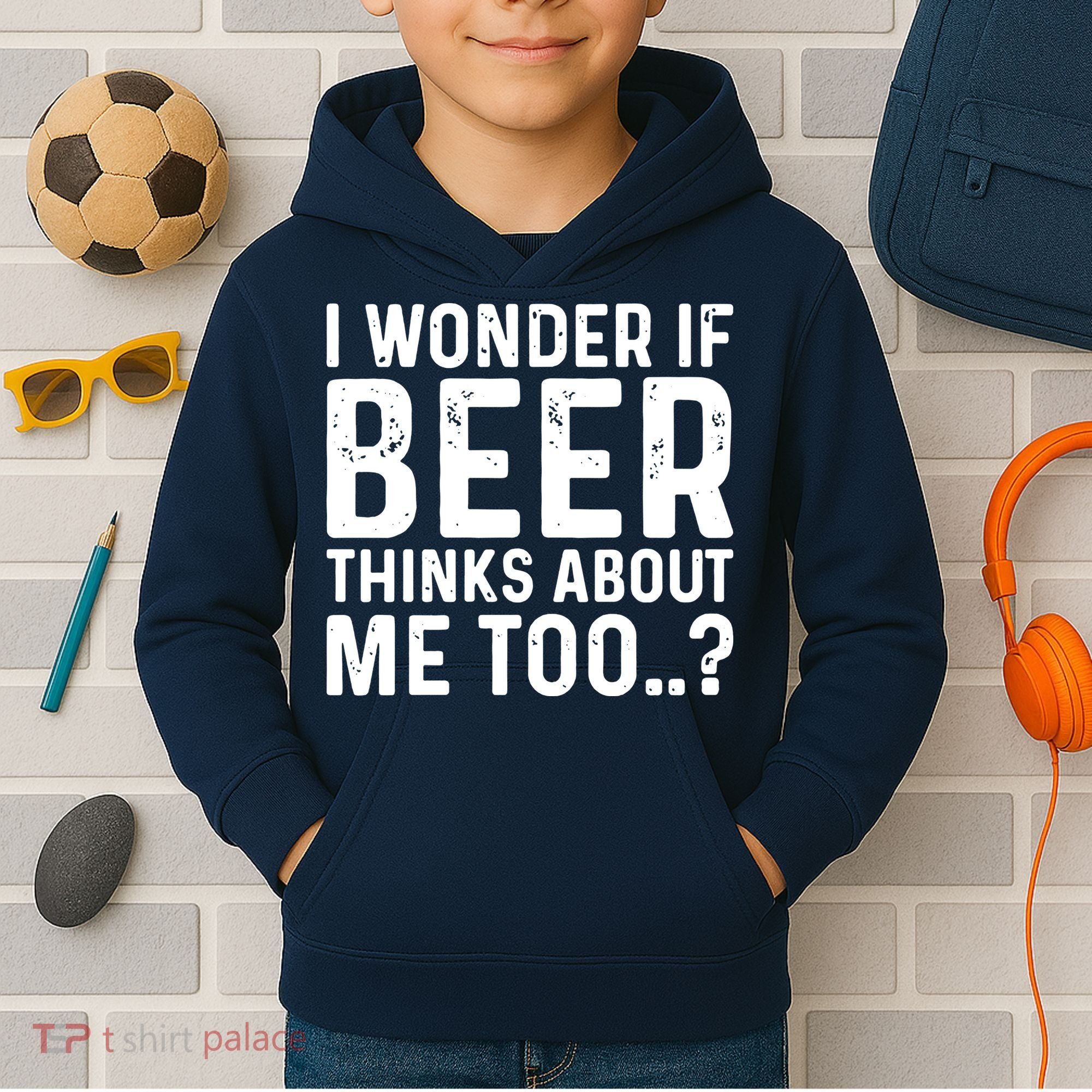 Beer Thinks About Me Graphic Novelty Sarcastic Adult Humor Kids Hoodie