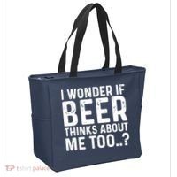 Beer Thinks About Me Graphic Novelty Sarcastic Adult Humor Tote Bag thumb 2