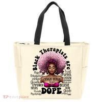 Black Therapists Are Dope Floral Afro Black Queen Cool Gift Tote Bag thumb 0
