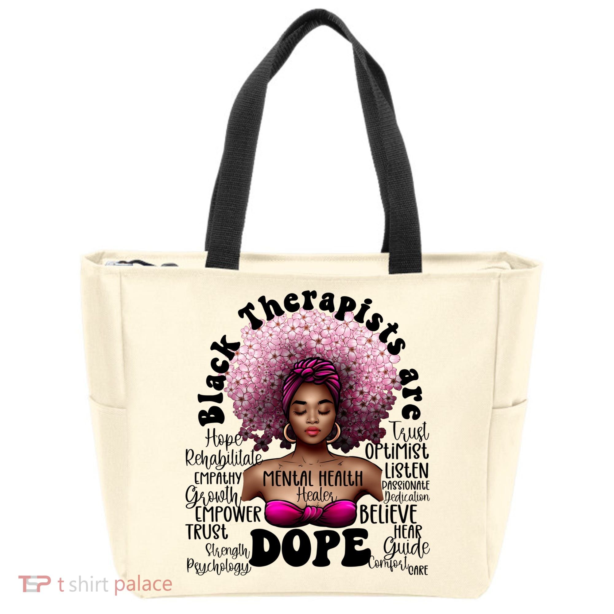 Black Therapists Are Dope Floral Afro Black Queen Cool Gift Tote Bag