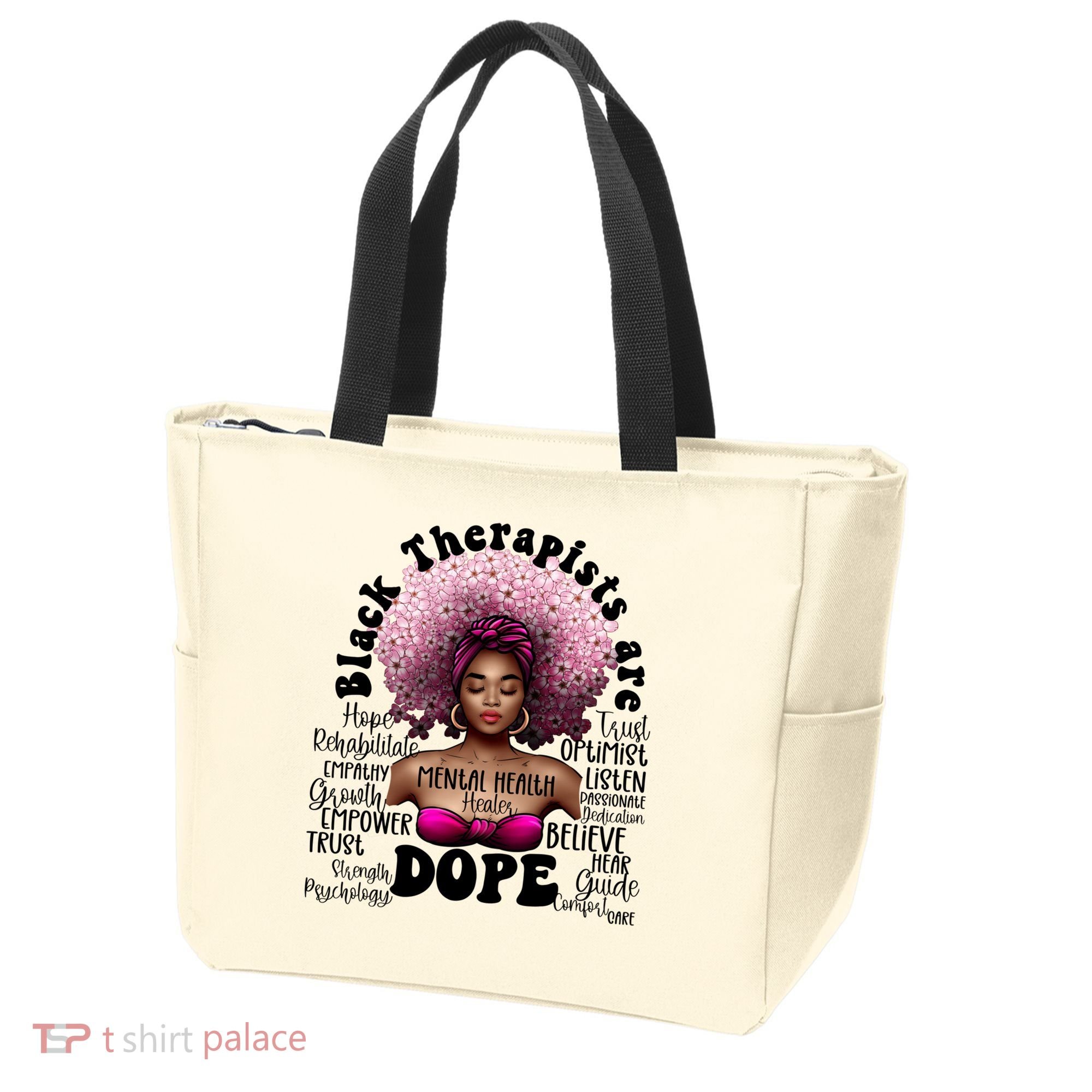 Black Therapists Are Dope Floral Afro Black Queen Cool Gift Tote Bag