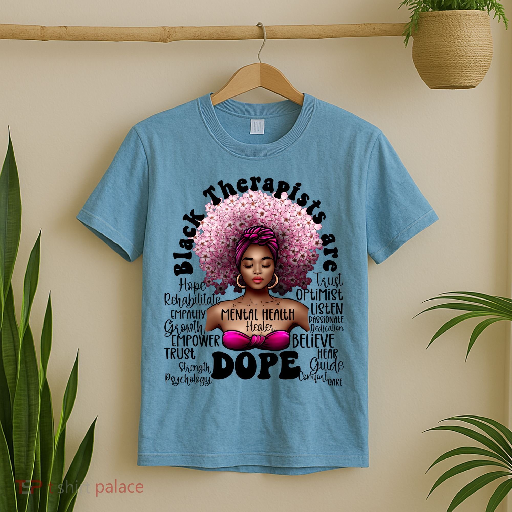 Black Therapists Are Dope Floral Afro Black Queen Cool Gift T-Shirt