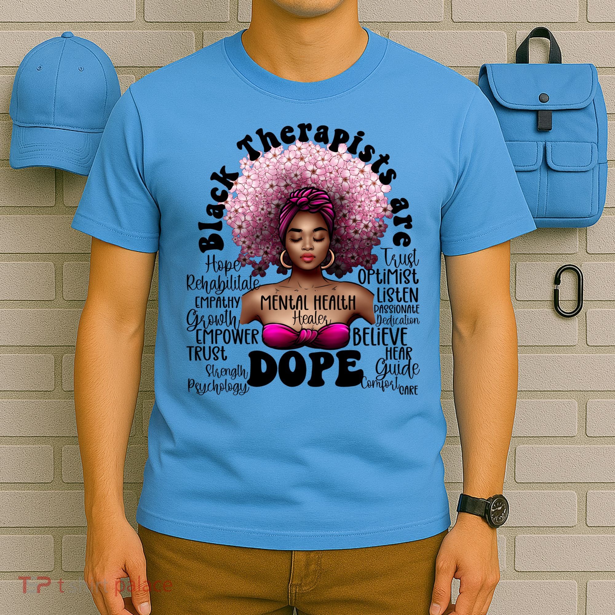 Black Therapists Are Dope Floral Afro Black Queen Cool Gift T-Shirt