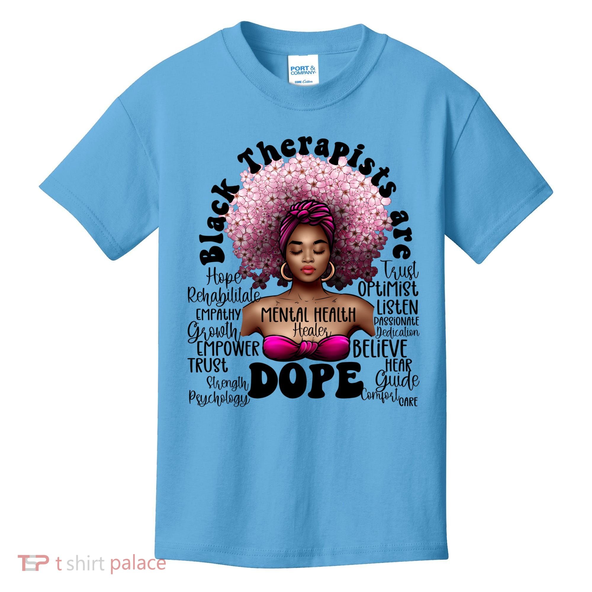 Black Therapists Are Dope Floral Afro Black Queen Cool Gift Kids T-Shirt