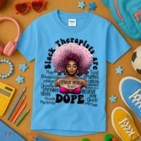 Black Therapists Are Dope Floral Afro Black Queen Cool Gift Kids T-Shirt thumb 3