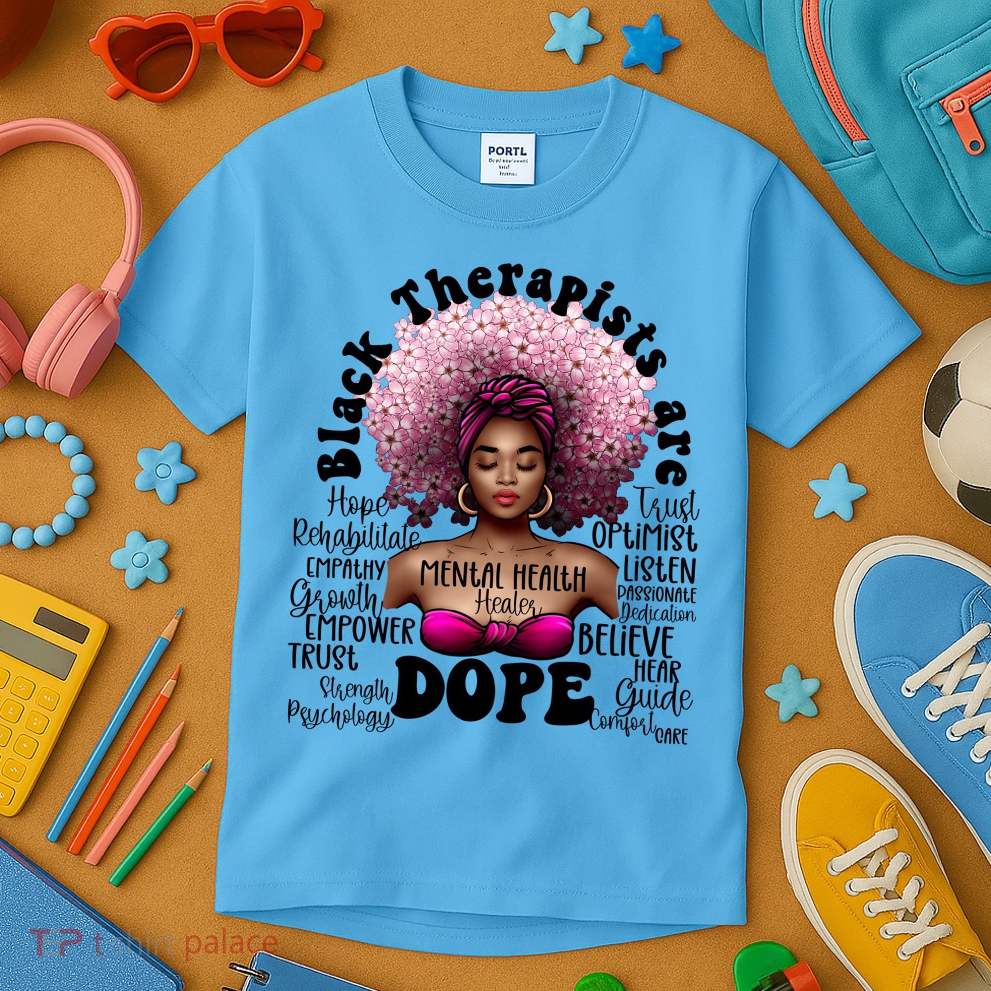 Black Therapists Are Dope Floral Afro Black Queen Cool Gift Kids T-Shirt