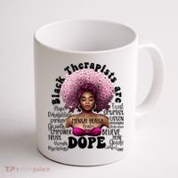 Black Therapists Are Dope Floral Afro Black Queen Cool Gift Coffee Mug thumb 1