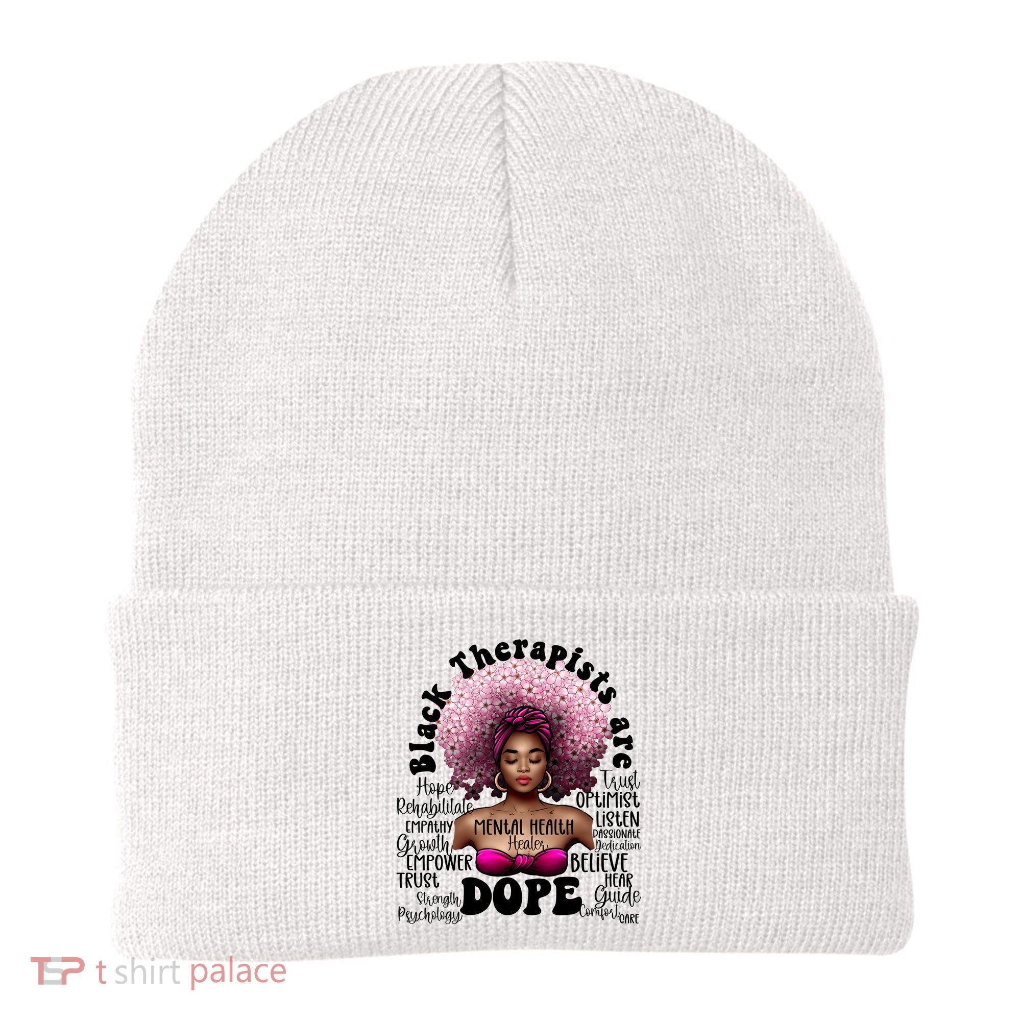 Black Therapists Are Dope Floral Afro Black Queen Cool Gift Beanie