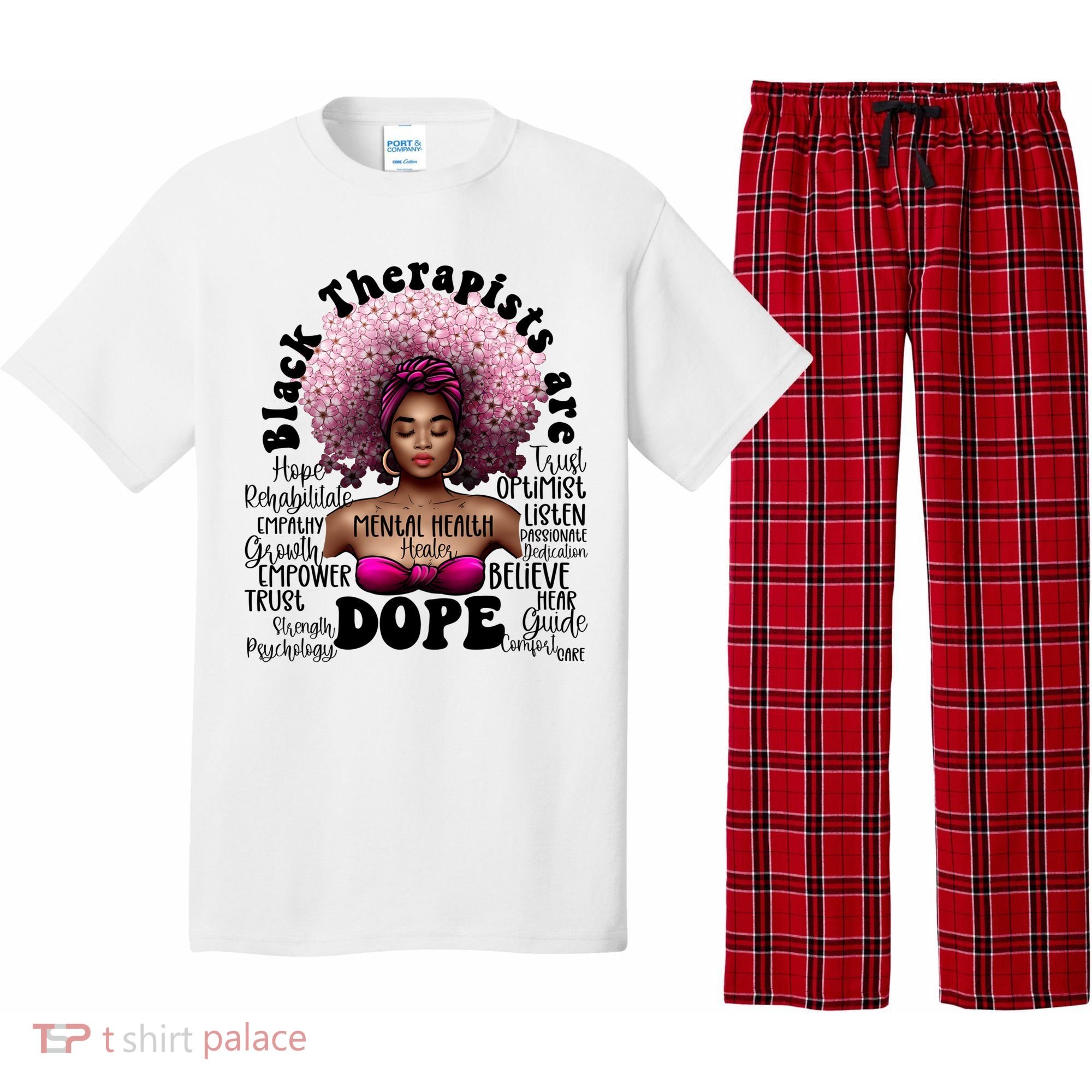 Black Therapists Are Dope Floral Afro Black Queen Cool Gift Pajama Set