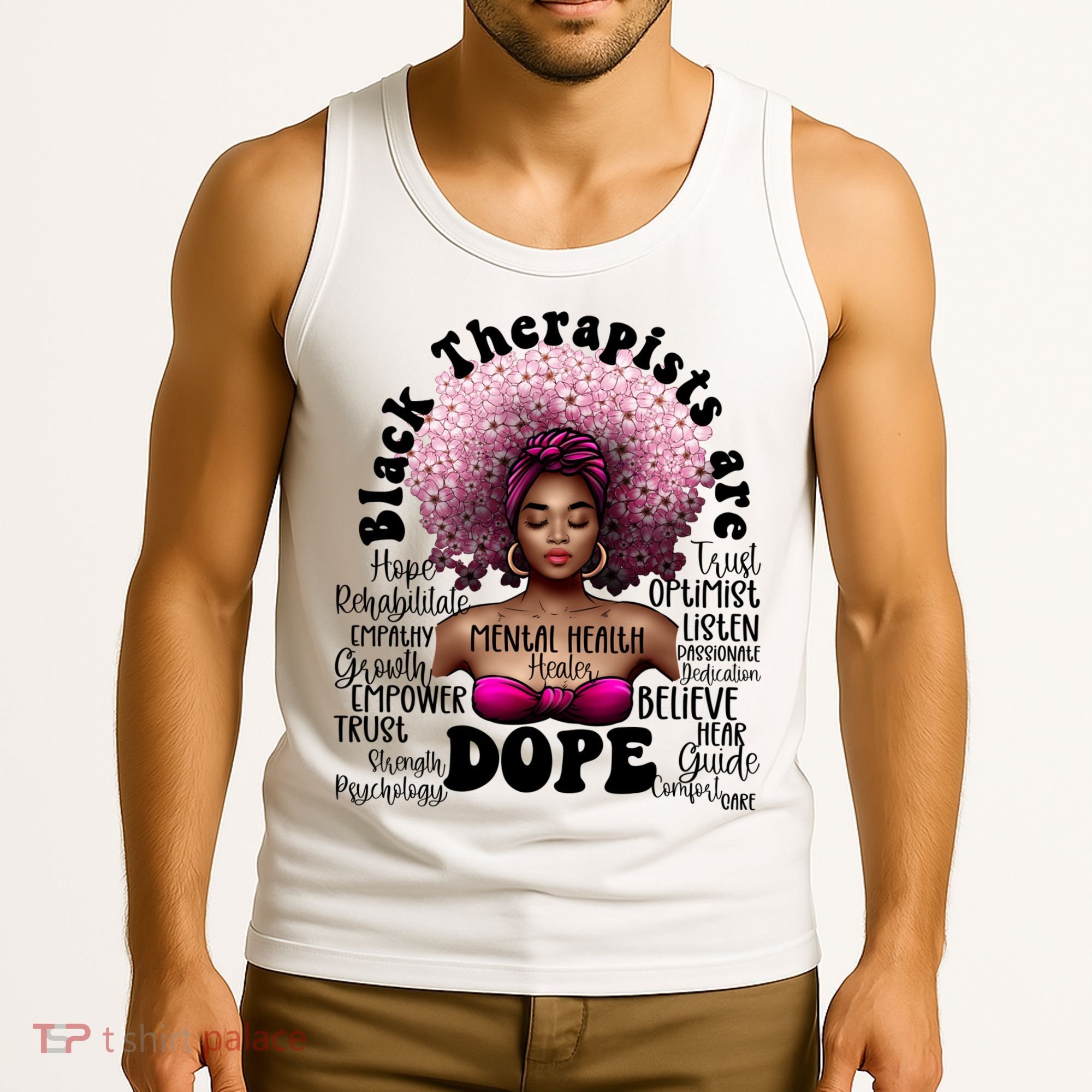 Black Therapists Are Dope Floral Afro Black Queen Cool Gift Tank Top